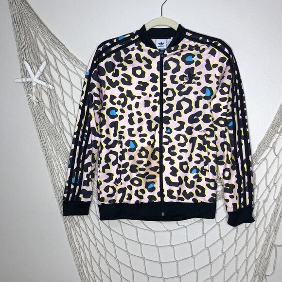 ADIDAS Youth Pink LZ Leopard Print SST Superstar Track Jacket M - Picture 12 of 12